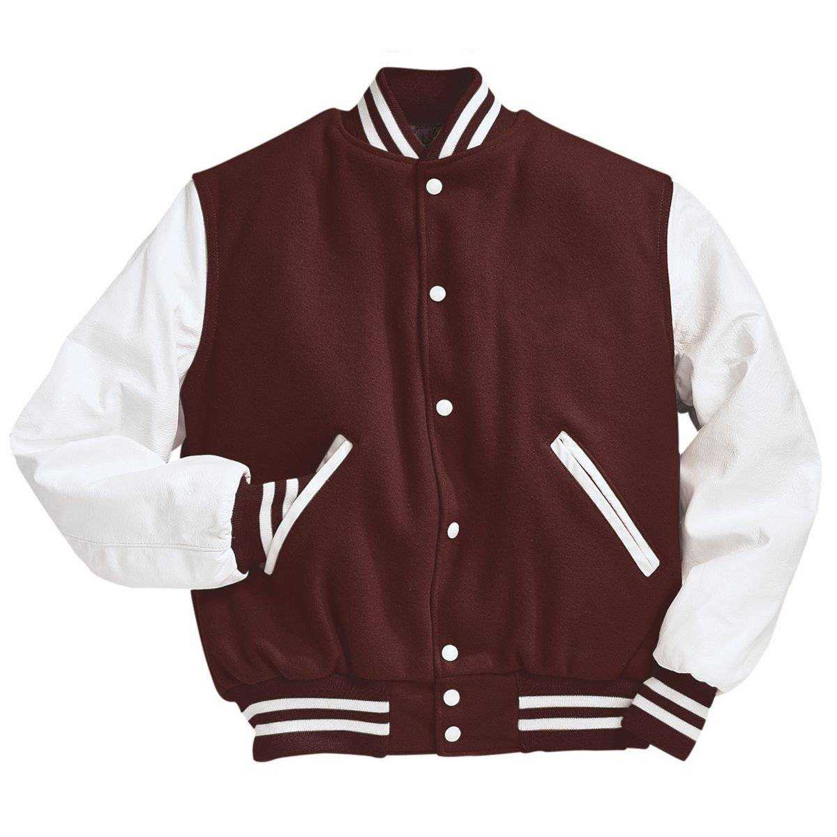 Holloway 224183 Varsity (Wool, Leather Sleeves) - Maroon Wh - HIT a Double