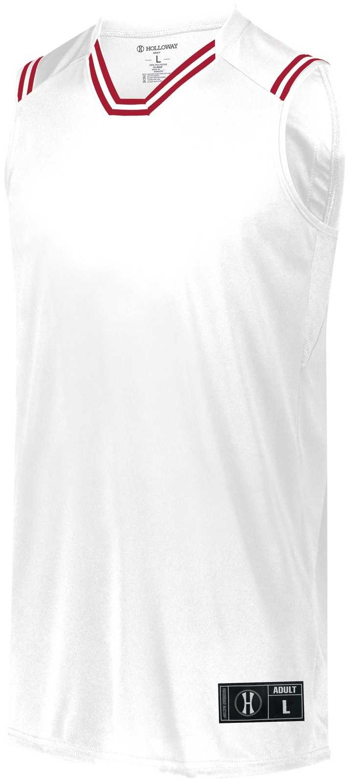 Holloway 224276 Youth Retro Basketball Jersey - White Scarlet - HIT a Double