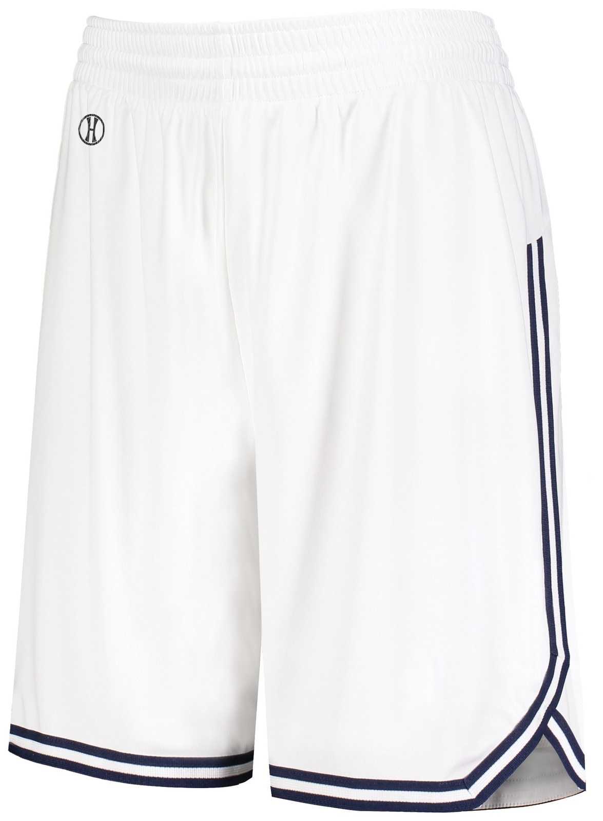 Holloway 224377 Ladies Retro Basketball Shorts - White Navy - HIT a Double
