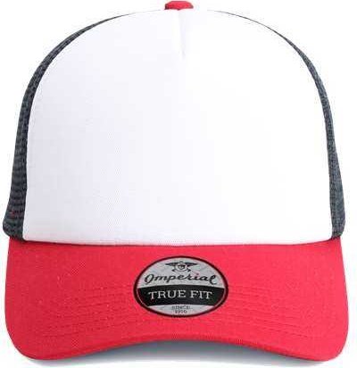 Imperial 1287 North Country Trucker Cap - White Red Dark Navy - HIT a Double