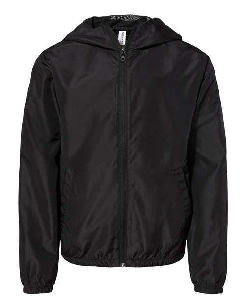 Independent Trading Co EXP24YWZ Youth Lightweight Windbreaker Full-Zip Jacket - Black - HIT a Double