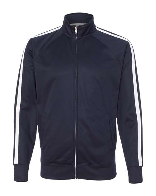 Independent Trading Co EXP70PTZ Unisex Lightweight Poly-Tech Full-Zip Track Jacket - Classic Navy White - HIT a Double