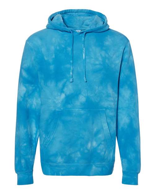 Independent Trading Co PRM4500TD Unisex Midweight Tie-Dyed Hooded Sweatshirt - Tie Dye Aqua Blue - HIT a Double