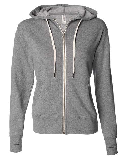 Independent Trading Co PRM90HTZ Unisex Heathered French Terry Full-Zip Hooded Sweatshirt - Salt & Pepper - HIT a Double