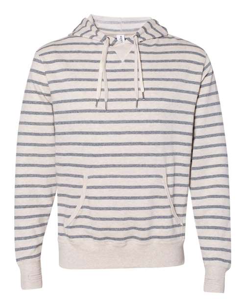 Independent Trading Co PRM90HT Unisex Midweight French Terry Hooded Sweatshirt - Oatmeal Heather Salt & Pepper Stripe - HIT a Double