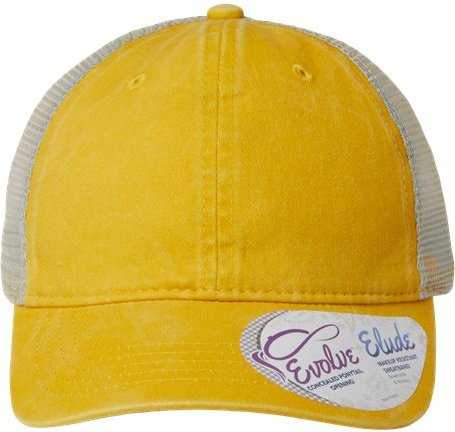 Infinity Her TESS Women's Washed Mesh Back Cap - Sunset Yellow/ Polka Dots - HIT a Double - 1