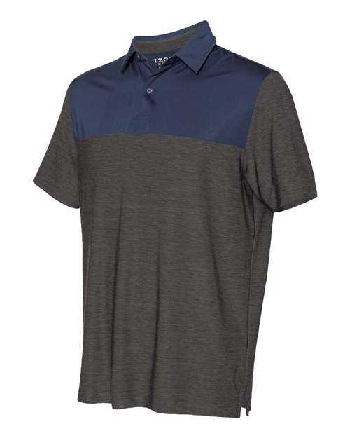 Izod 13GG004 Colorblocked Space-Dyed Polo - Asphalt Navy - HIT a Double