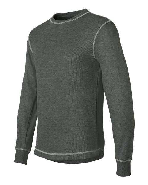 J. America 8238 Vintage Thermal Long Sleeve T-Shirt - Charcoal Heather Vintage White - HIT a Double