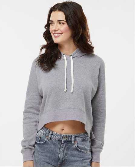 J. America 8853 Women's Crop Hooded Sweatshirt - Gray Triblend" - "HIT a Double