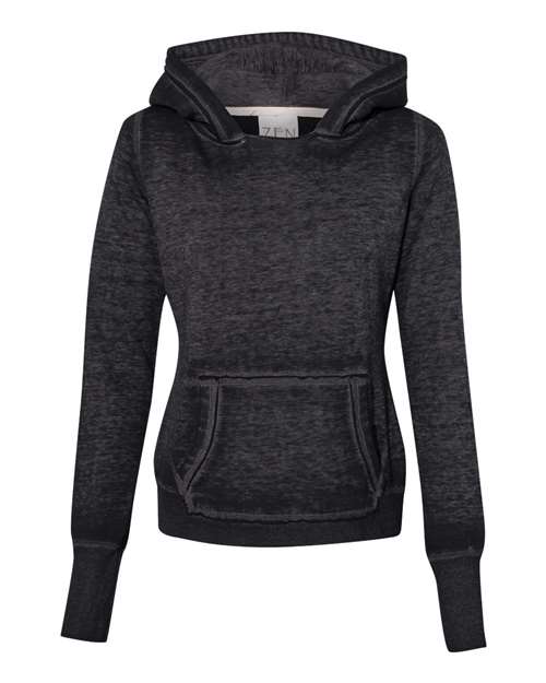 J. America 8912 Women's Zen Fleece Hooded Sweatshirt - Twisted Black - HIT a Double