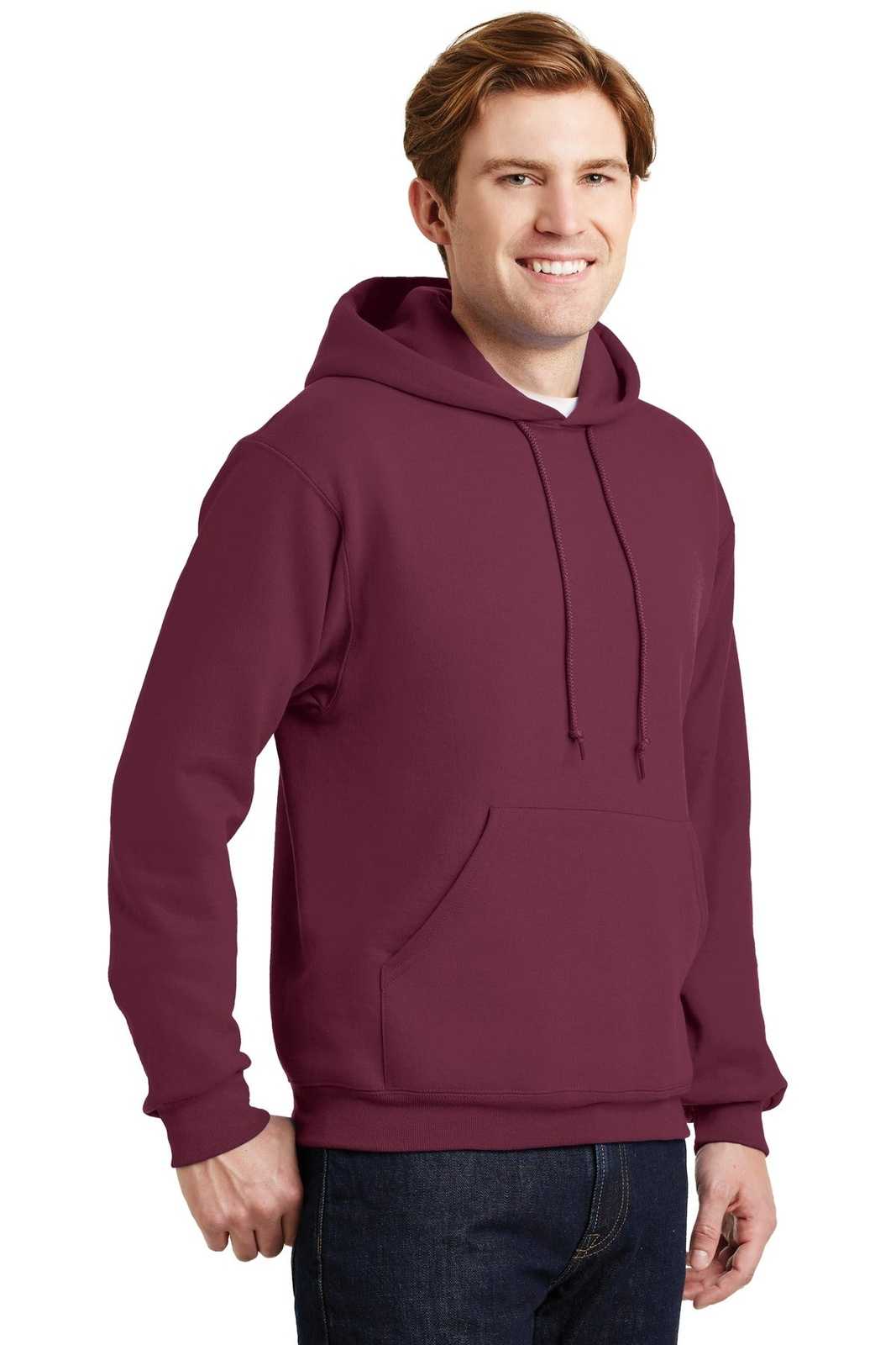 Jerzees 4997M Super Sweats Nublend Pullover Hooded Sweatshirt - Maroon - HIT a Double