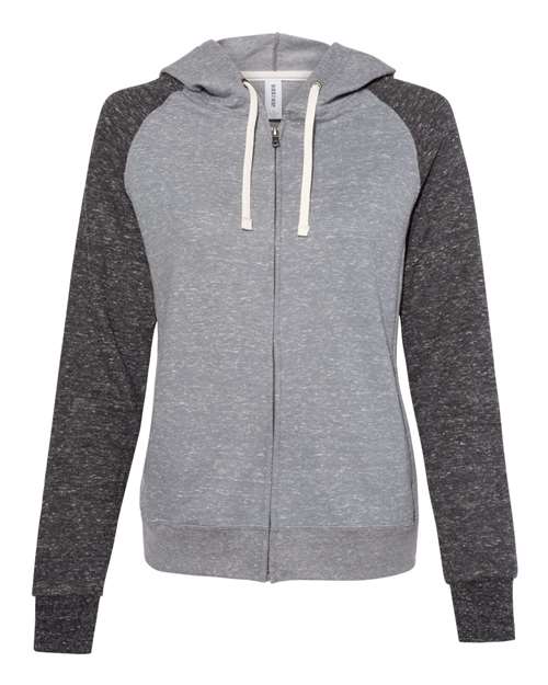 Jerzees 92WR Women's Snow Heather French Terry Full-Zip Hooded Sweatshirt - Charcoal Black Ink - HIT a Double
