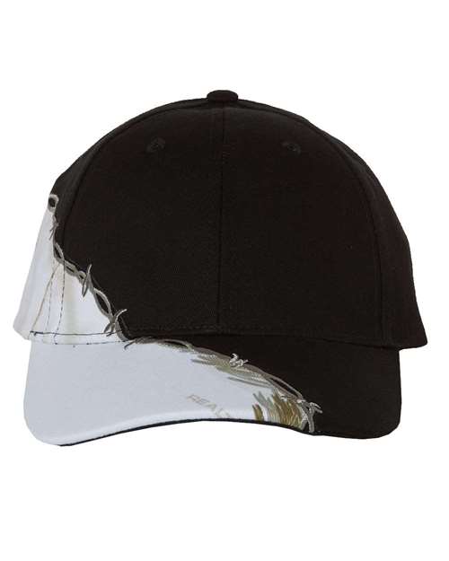 Kati LC4BW Camo with Barbed Wire Embroidery Cap - AP White Black - HIT a Double