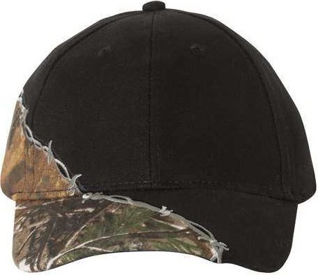 Kati LC4BW Camo with Barbed Wire Embroidery Cap - Black Realtree AP - HIT a Double