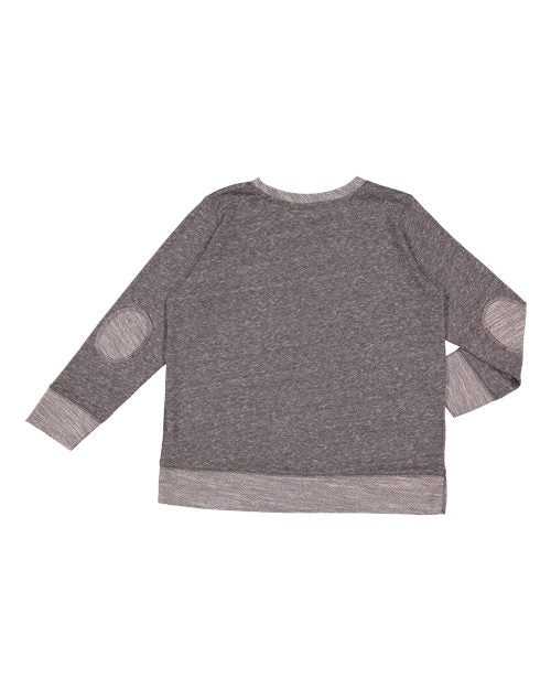 Lat 2279 Youth Harborside Melange French Terry Long Sleeve with Elbow Patches - Smoke Melange - HIT a Double - 1