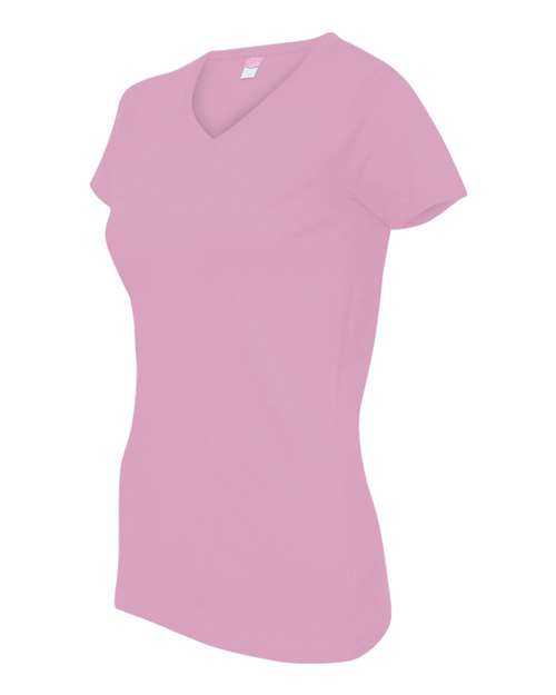 Lat 3507 Women's V-Neck Fine Jersey Tee - Pink - HIT a Double