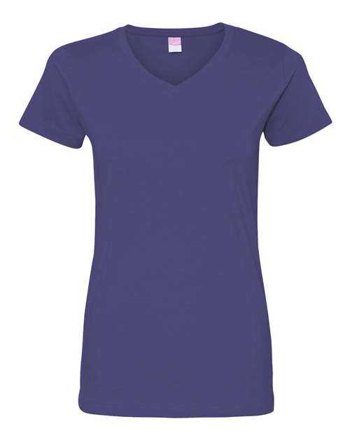 Lat 3507 Women's V-Neck Fine Jersey Tee - Purple - HIT a Double