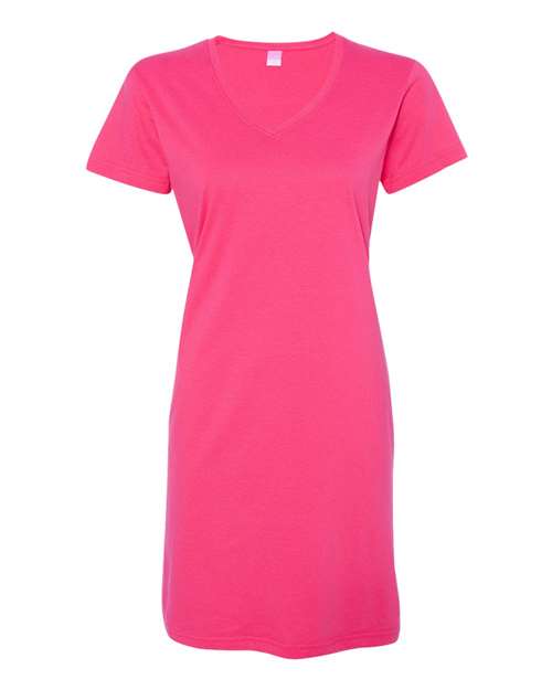 Lat 3522 Women's V-Neck Fine Jersey Coverup - Hot Pink - HIT a Double