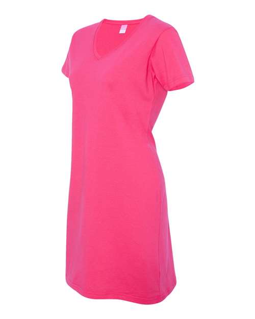 Lat 3522 Women's V-Neck Fine Jersey Coverup - Hot Pink - HIT a Double