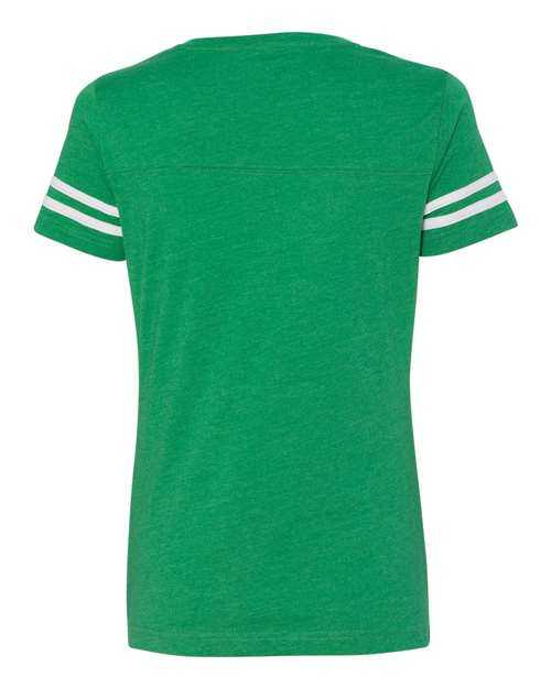Lat 3537 Women's Football V-Neck Fine Jersey Tee - Vintage Green White