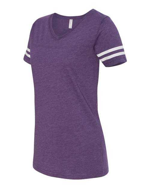 Lat 3537 Women's Football V-Neck Fine Jersey Tee - Vintage Purple White - HIT a Double