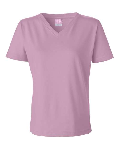 Lat 3587 Women's V-Neck Premium Jersey Tee - Pink - HIT a Double