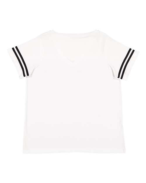 Lat 3837 Curvy Collection Women's Vintage Football T-Shirt - White Solid Black - HIT a Double