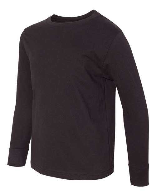 Lat 6201 Youth Fine Jersey Long Sleeve Tee - Black - HIT a Double