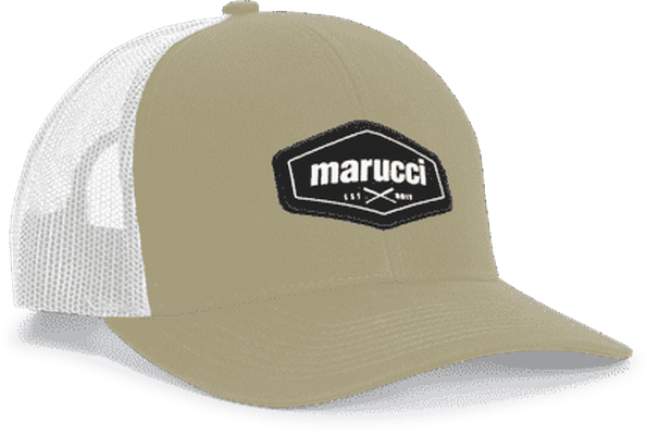 Marucci Cross Bats Trucker Snapback Hat - Tan White - HIT a Double - 1