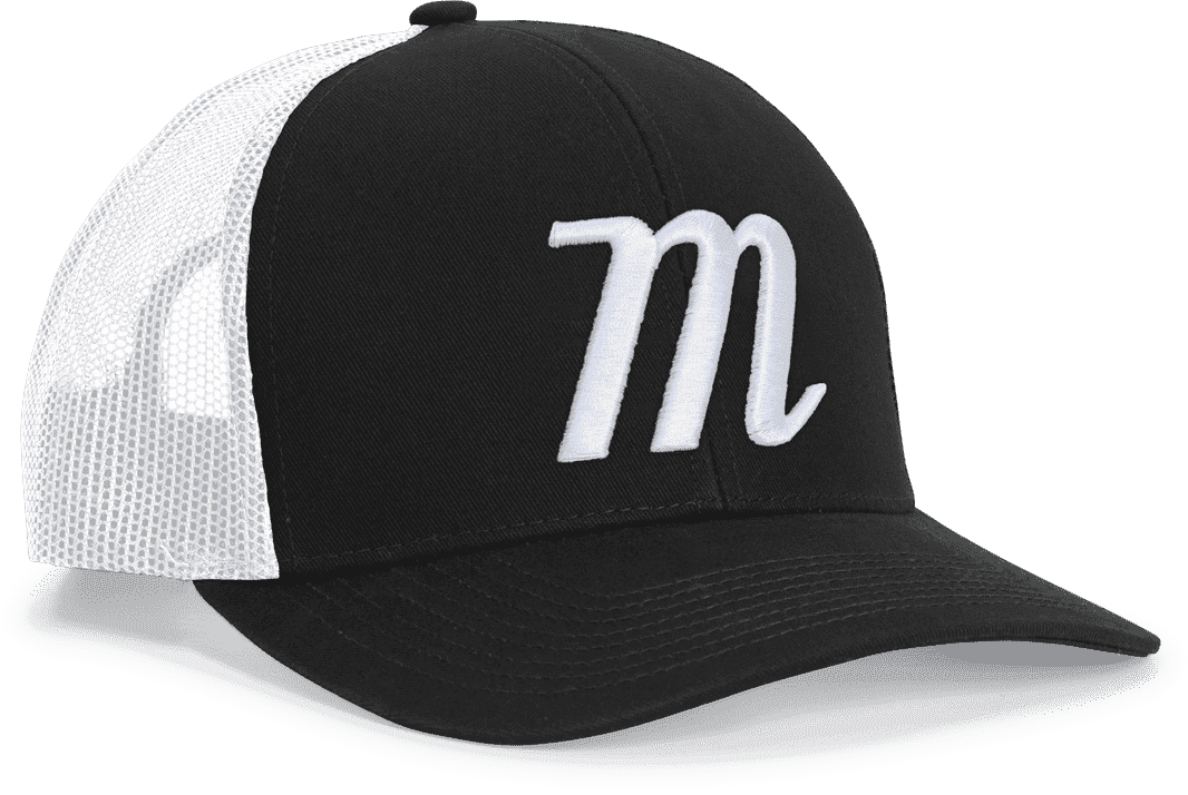 Marucci &#39;M &#39; Trucker Snapback Hat - Black White - HIT a Double - 1