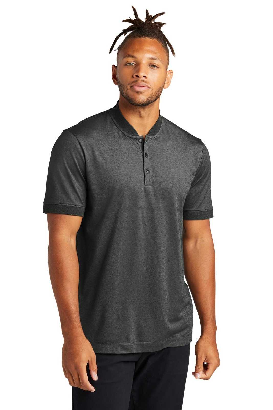 Mercer+Mettle MM1008 Stretch Pique Henley - Anchor Grey Heather - HIT a Double - 1