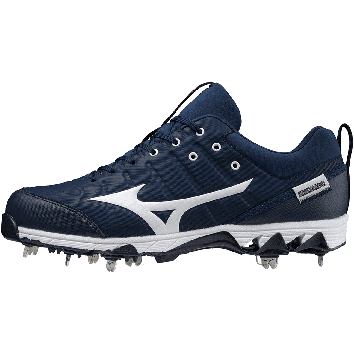 Mizuno 9-Spike Ambition 2 Low Men's Metal Baseball Cleat - Navy White - HIT a Double