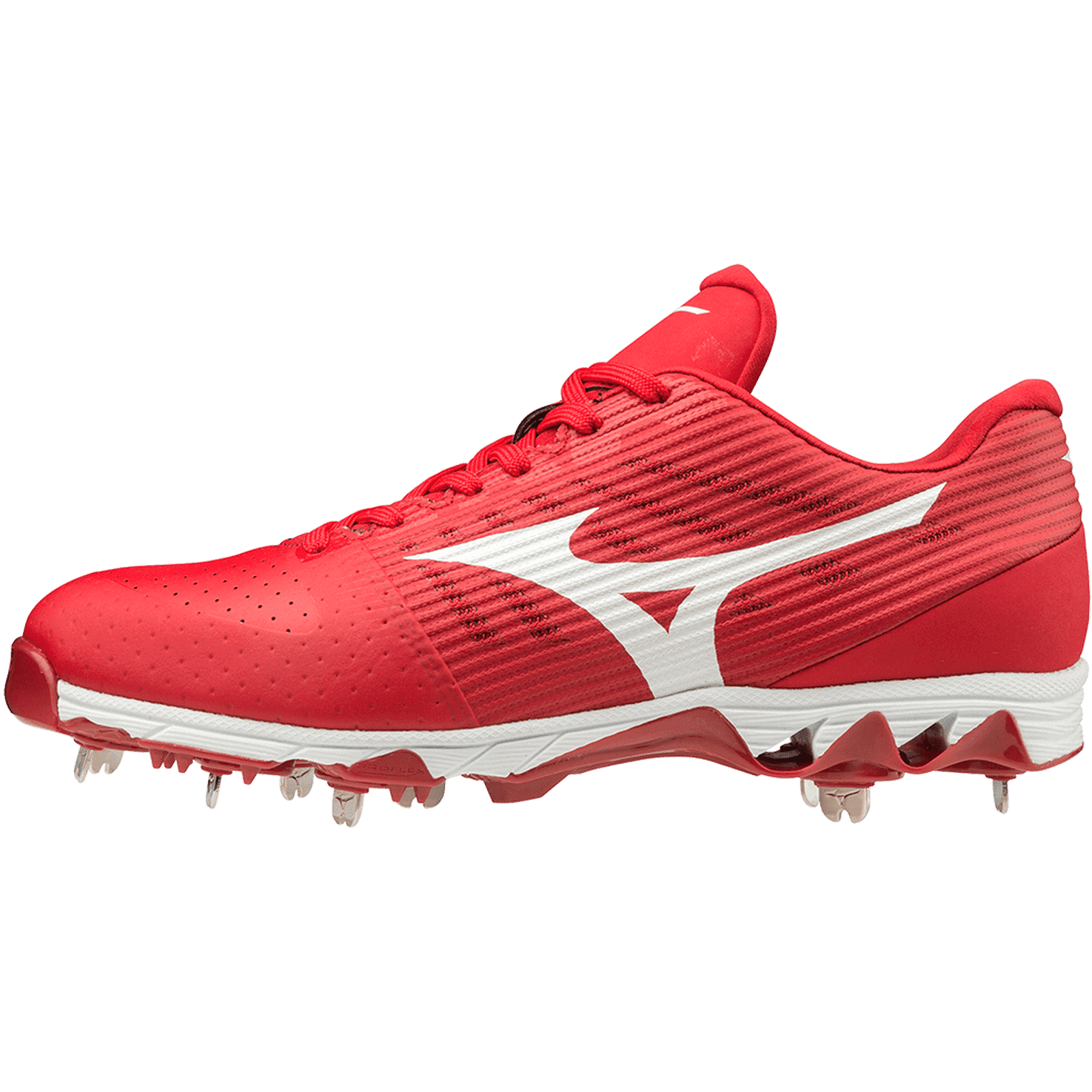 Mizuno 9-Spike Ambition Low Metal Cleats - Red White - HIT A Double
