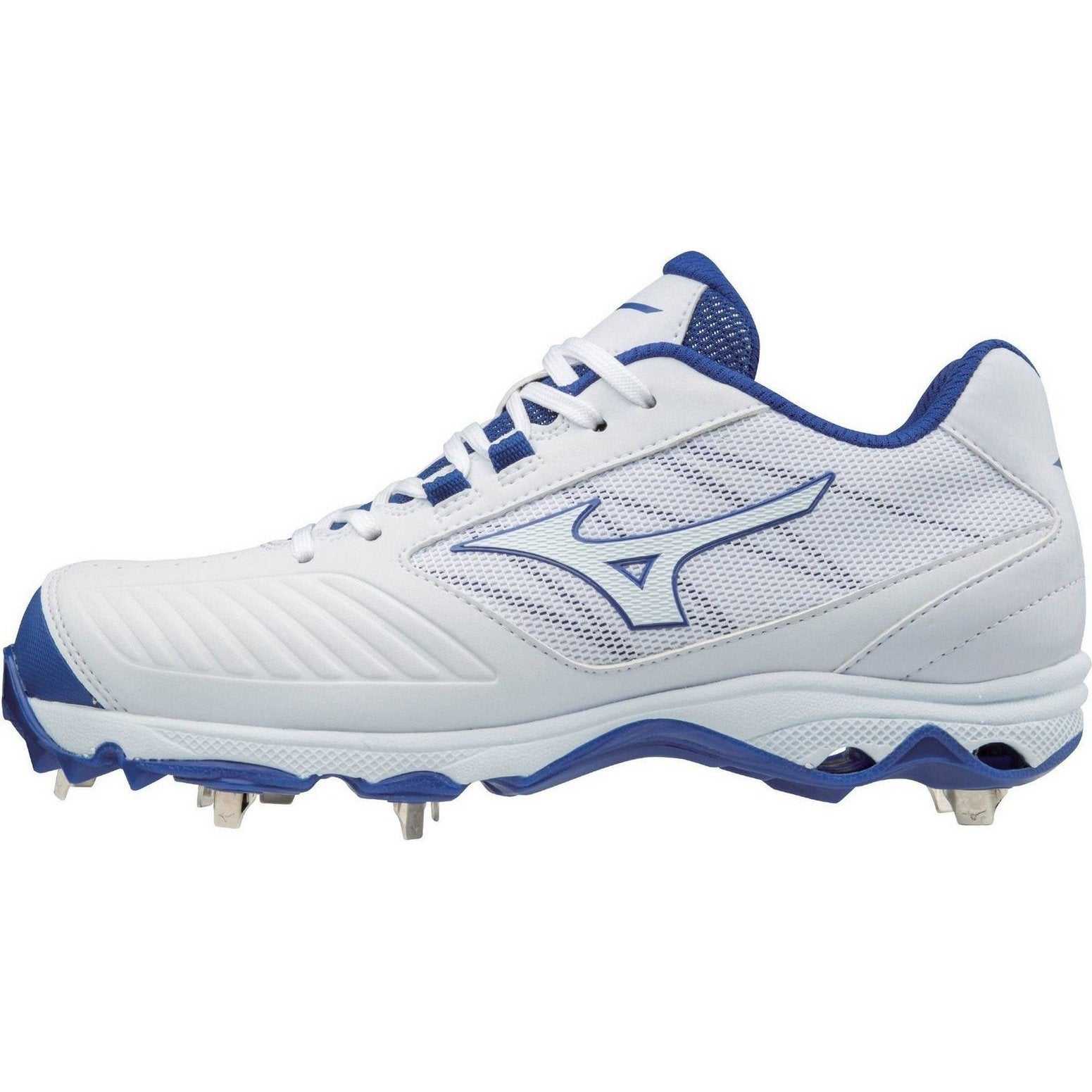 Mizuno 9-Spike Women's Advanced Sweep 4 Low Metal Cleats - White Royal - HIT a Double