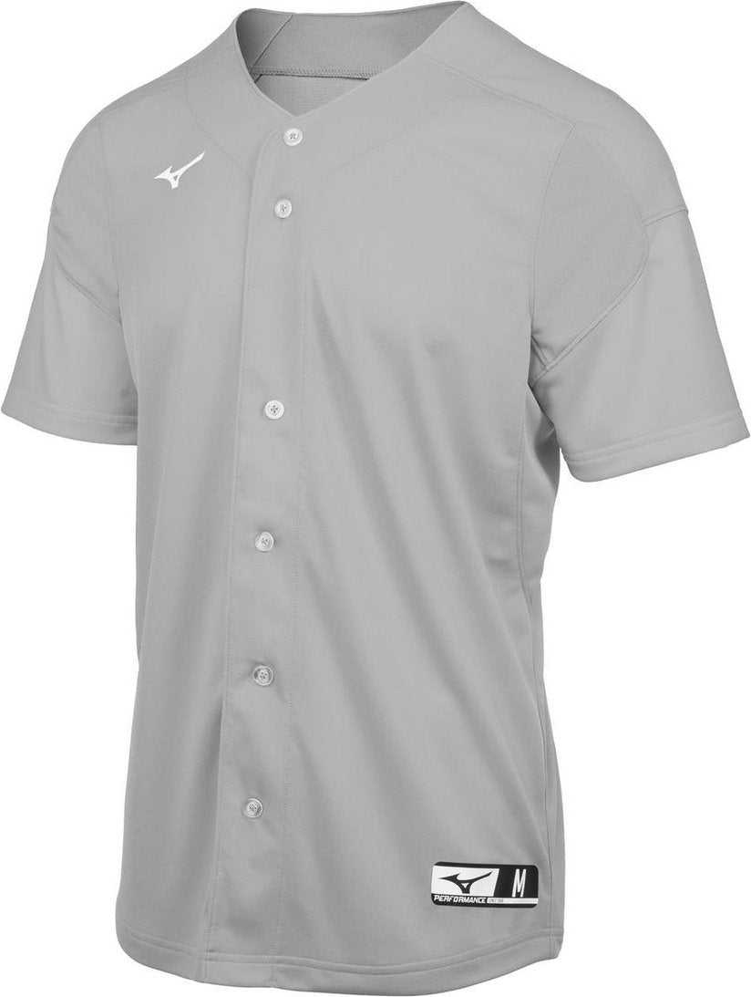 Mizuno Aerolite Full Button Baseball Jersey - Gray - HIT a Double