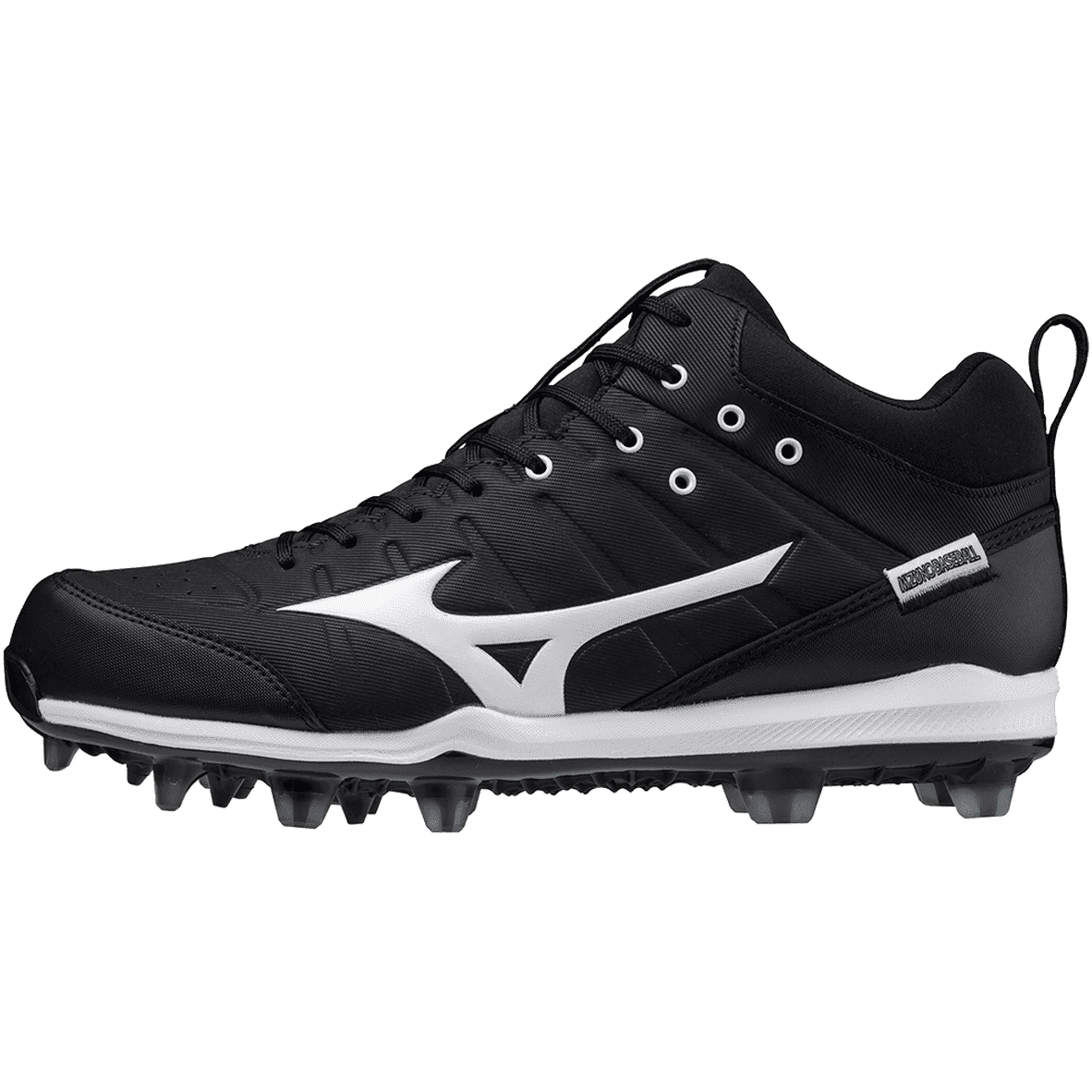 Mizuno Ambition 2 TPU Mid Men's Molded Baseball Cleat - Black White - HIT a Double