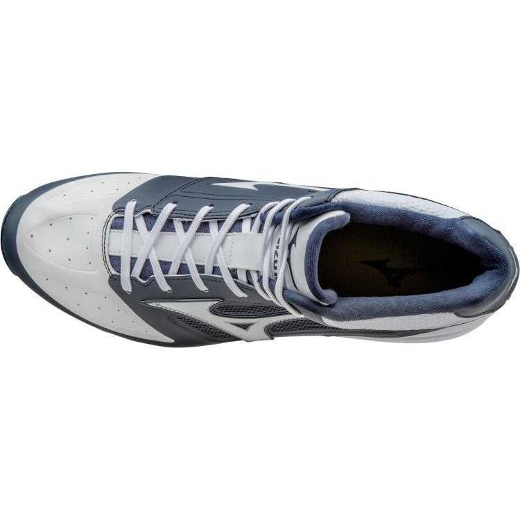 Mizuno Dominant IC Mid Metal Cleats - Navy White - HIT a Double
