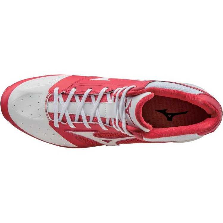 Mizuno Dominant IC Mid Metal Cleats - Red White - HIT a Double
