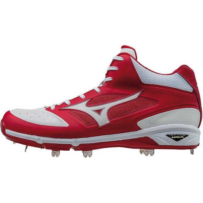 Mizuno Dominant IC Mid Metal Cleats - Red White - HIT a Double