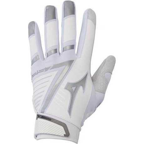 Mizuno F-257 Women's Softball Batting Gloves - White Silver - HIT a Double