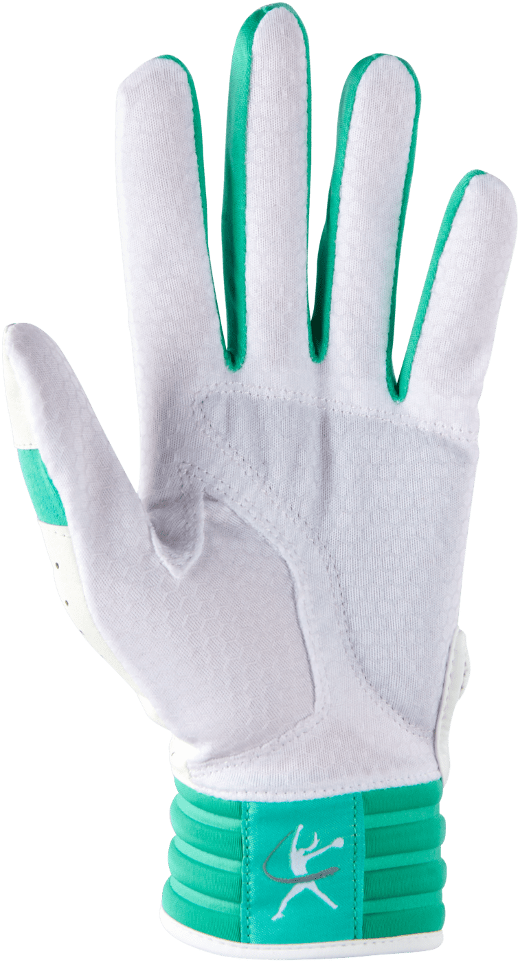 Mizuno Finch Women's Softball Padded Batting Glove - White Mint - HIT a Double
