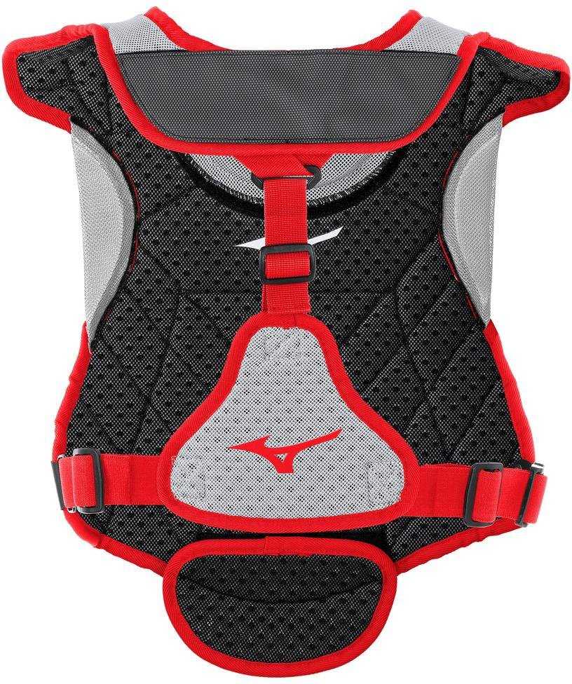 Mizuno Samurai Women&#39;s Fastpitch Softball Chest Protector 13&quot; - Gray Red - HIT a Double