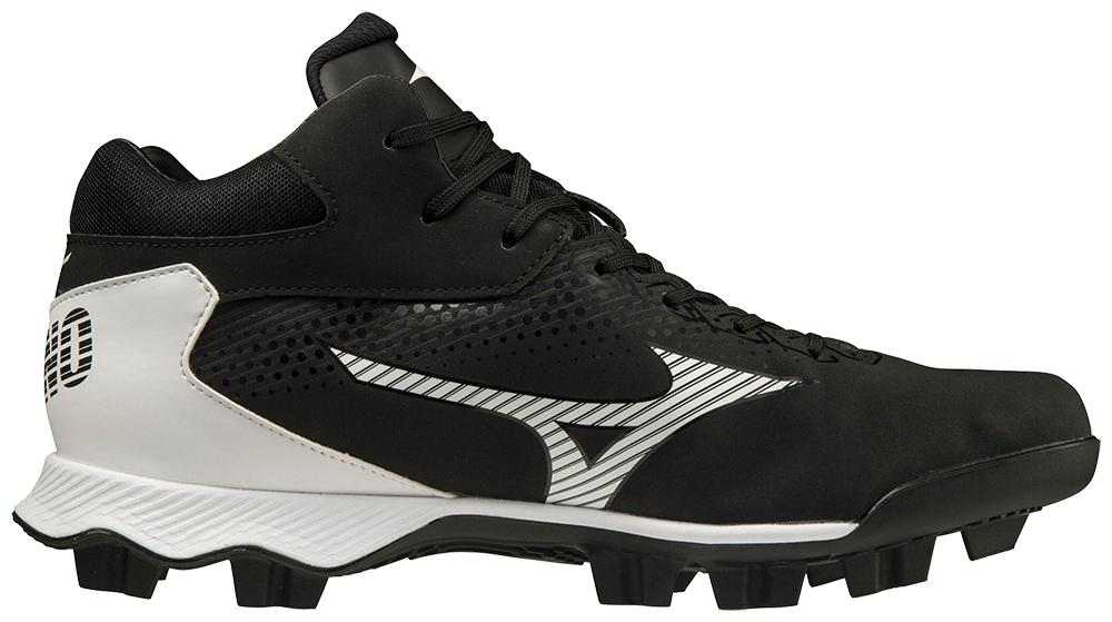 Mizuno Wave Lightrevo Mid Molded Cleats - Black White - HIT a Double - 1