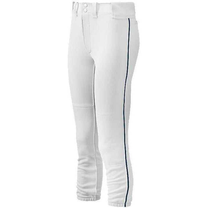 Mizuno Women's Select Belted Piped Pant - White Navy - HIT a Double