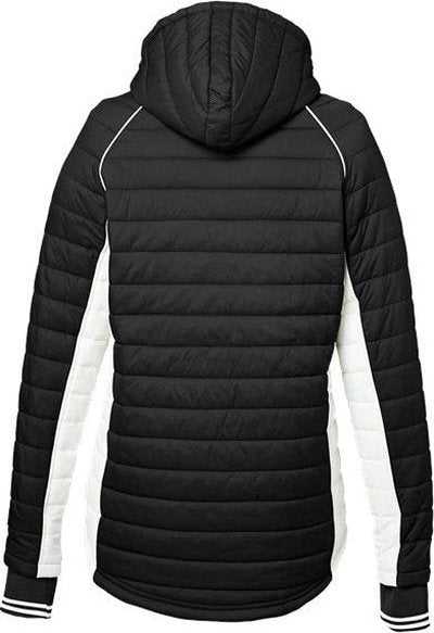 Nautica N17187 Women&#39;s Nautical Mile Hooded Puffer Jacket - Black/ Antique White - HIT a Double - 2