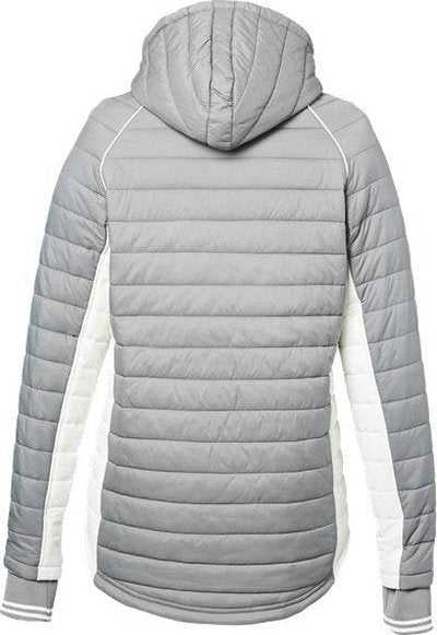 Nautica N17187 Women&#39;s Nautical Mile Hooded Puffer Jacket - Graphite/ Antique White - HIT a Double - 2