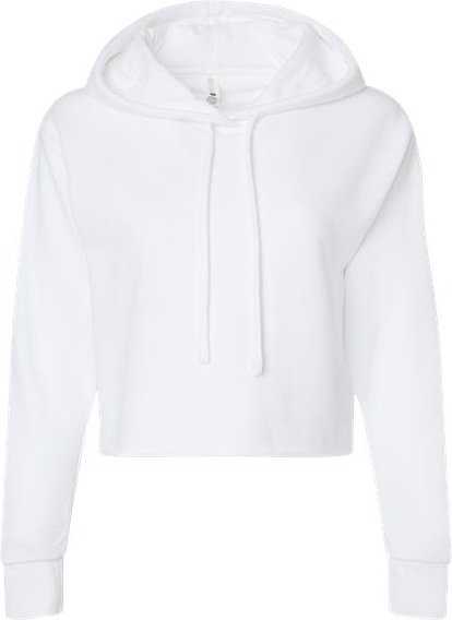 Next Level 9384 Women&#39;s Laguna Sueded Raw Edge Crop Hoodie - White&quot; - &quot;HIT a Double