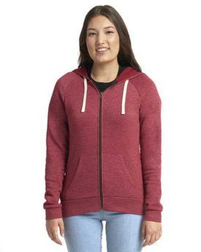 Next Level Apparel 9603 Ladies' Malibu Raglan Full-Zip Hooded Sweatshirt - Heather Cardinal - HIT a Double