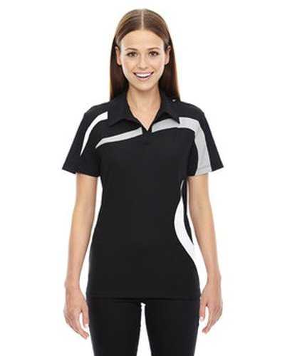 North End 78645 Ladies&#39; Impact Performance Polyester Pique Colorblock Polo - Black - HIT a Double