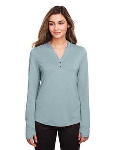 North End NE400W Ladies&#39; Jaq Snap-Up Stretch Performance Pullover - Opal Blue - HIT a Double